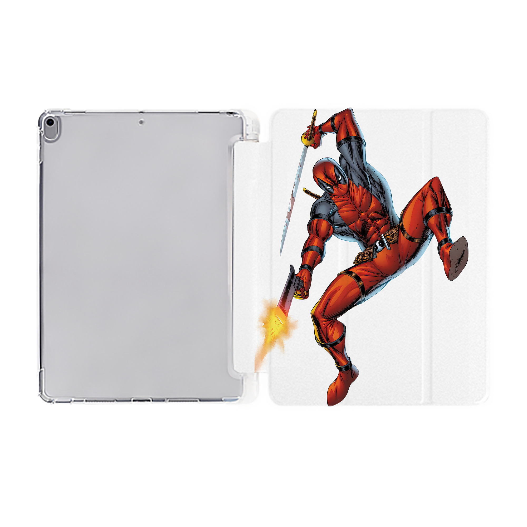 （画像用） Deadpool デッドプール IPad ケース ペン収納付き 三つ折りスタンド PUレザー×シリコン 対応機種9.5/10.5/10.9インチ